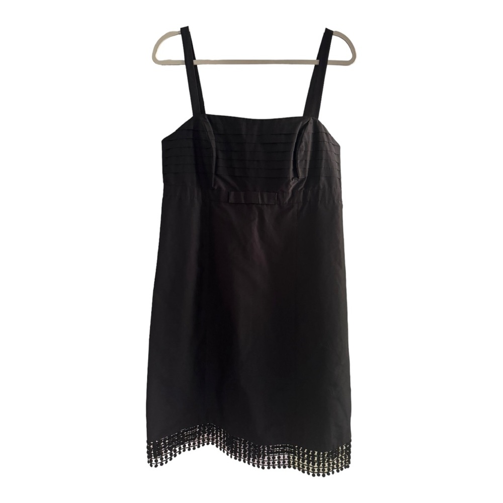 Lilly Pulitzer Black Silk Blend Fancy Party Bow Tuxedo Pleat Pom Fringe Dress 12